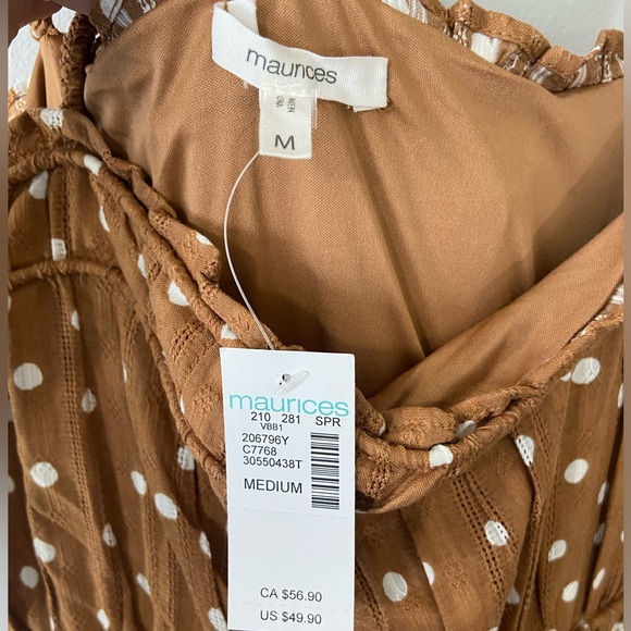 Maurices Tan Dress with White Dots - Picture 3 of 3
